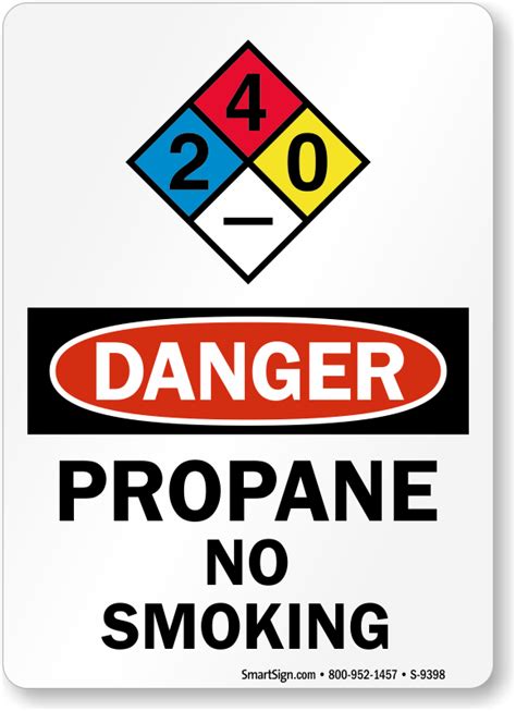 Propane - No Smoking (NFPA) OSHA Danger Sign, SKU: S-9398 - MySafetySign.com