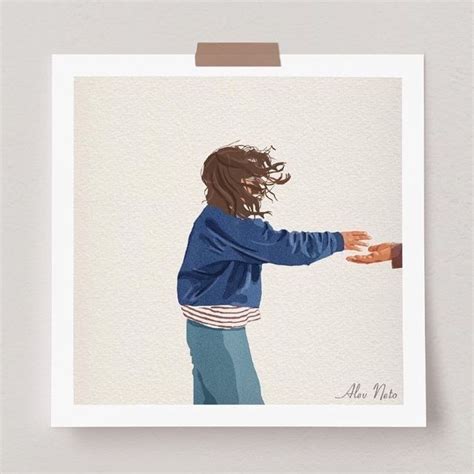 a painting of a person reaching out for something with their hand, on a white background