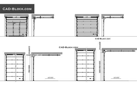 Overhead Door CAD Block, section, details, free 2D DWG models