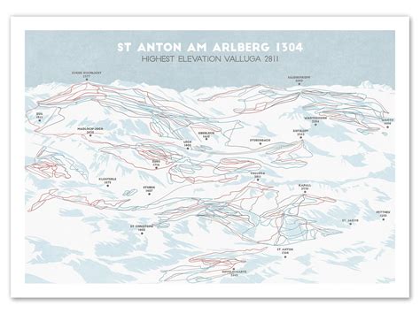 St Anton Ski Piste Map Austria Ski Ski Map Ski Art - Etsy