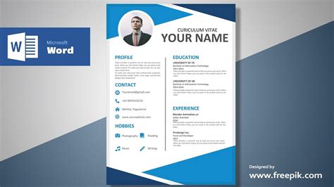 Awesome Blue Resume Design Tutorial in Microsoft Word (Silent Version ...