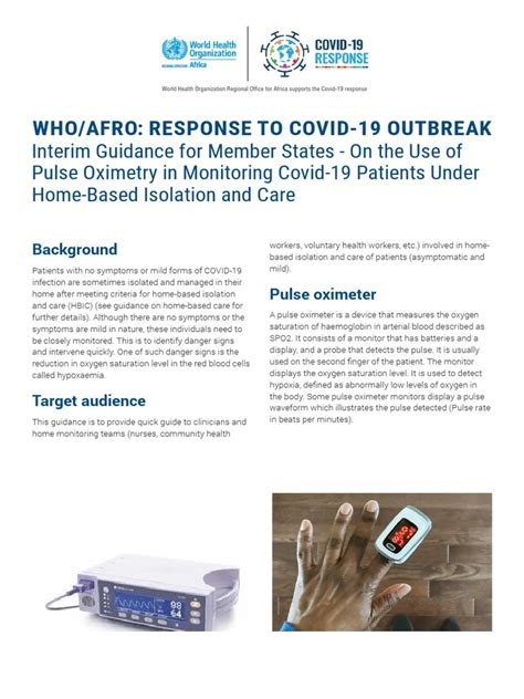 GUIDELINES FOR THE USE OF PULSE OXIMETRY IN MONITORING COVID-19 ...