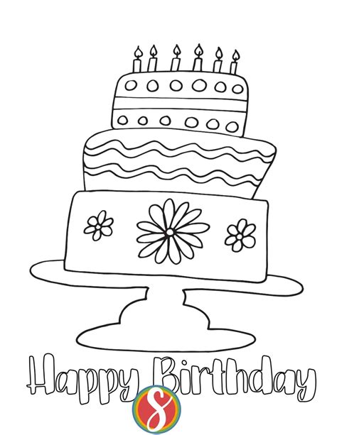 Happy Birthday Cake Coloring Page