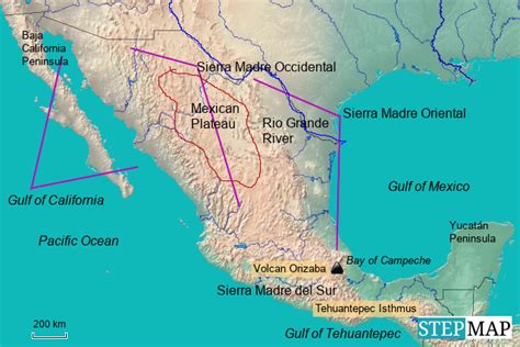 StepMap - Landforms of Mexico - Landkarte für Mexico