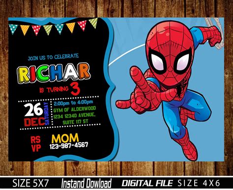 Spiderman Invitation Birthday Invitation Birthday For Boys | Etsy