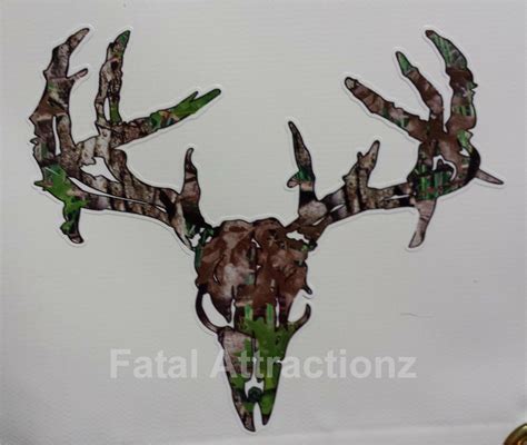 Camo Zombie Deer Skull Vinyl Sticker Decal hunting buck bow whitetail ...