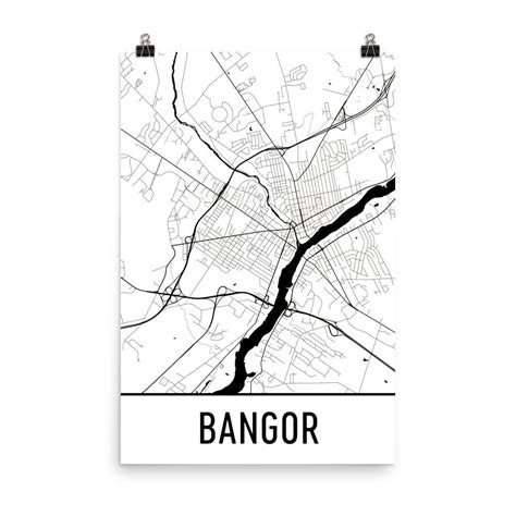 Bangor ME Street Map Poster - Wall Print by Modern Map Art