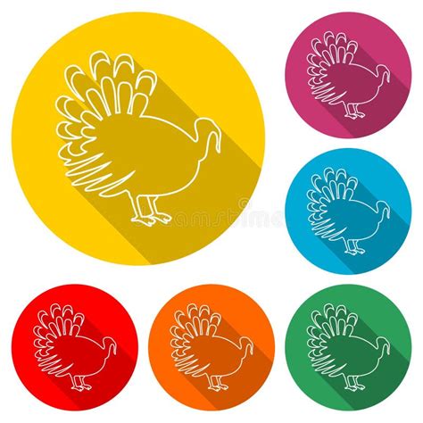 Turkey Silhouette Icon, Simple Vector Icon With Long Shadow Stock Vector - Illustration of ...