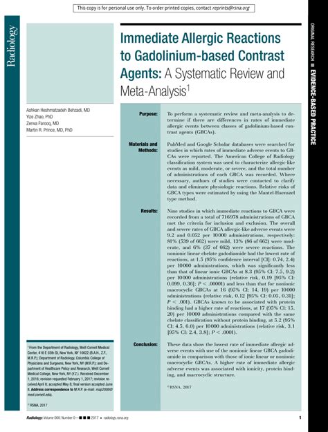 (PDF) Immediate Allergic Reactions to Gadolinium-based Contrast Agents ...