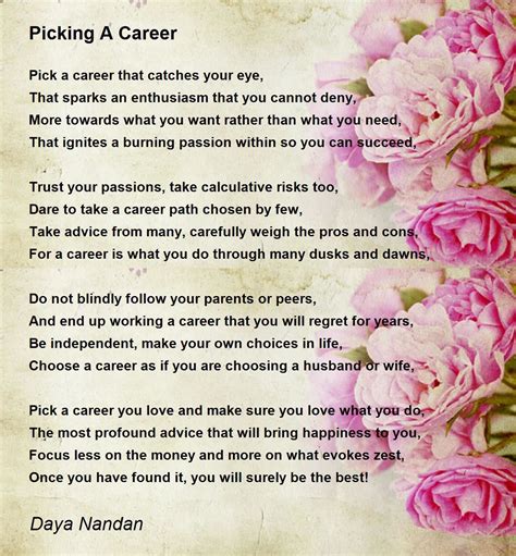 Picking A Career - Picking A Career Poem by Daya Nandan