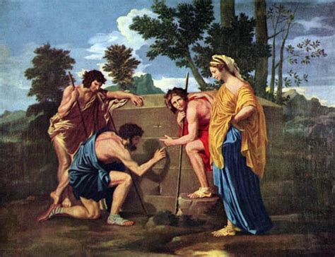 Poussin; Et In Arcadia Ego. emphasizes with line. Poussin's Grand Manner: 1.only paint high ...