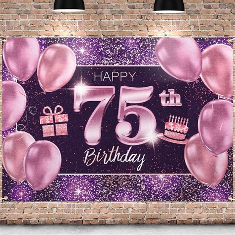 Happy 75th Birthday Backdrop Pink Photo Background Banner 75 | Etsy UK