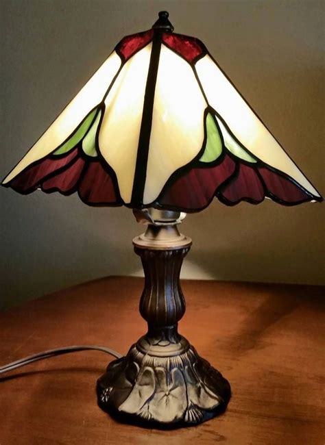 Blossom Panel Lamp - 6" shade hand made of stained glass. 9" height lampbase. Small lamp ...