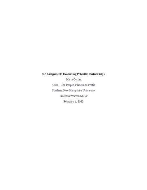 5-3 Assignment - Evaluating Potential Partnerships - 5-3 Assignment: Evaluating Potential - Studocu