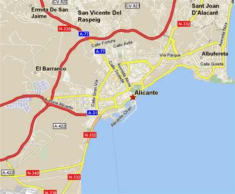 Alicante Tourism Map Regional | Map of Spain Tourism Region and Topography