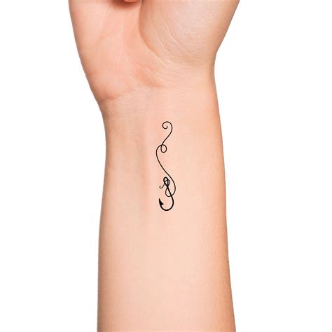 Fishing Hook and Line Temporary Tattoo / Fishing Tattoo / - Etsy