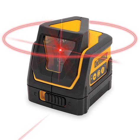 DEWALT 100 ft. Red Self-Leveling 360 Degree & Cross Line Laser Level with (3) AAA Batteries ...