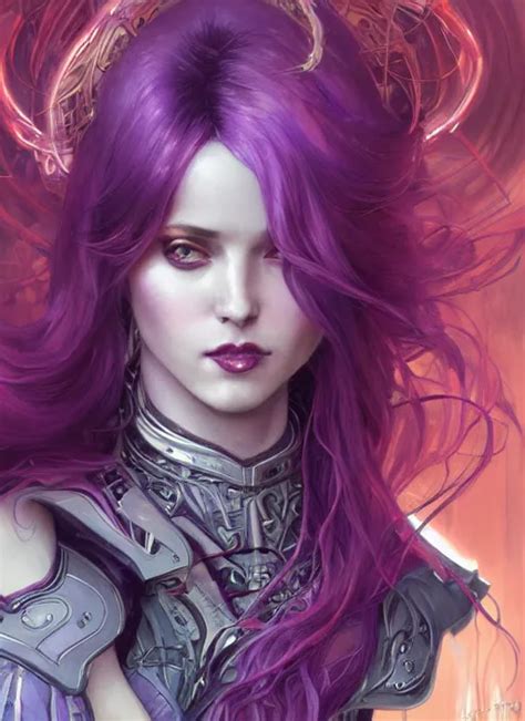 close up portrait vampire with purple hair in sci - fi | Stable Diffusion