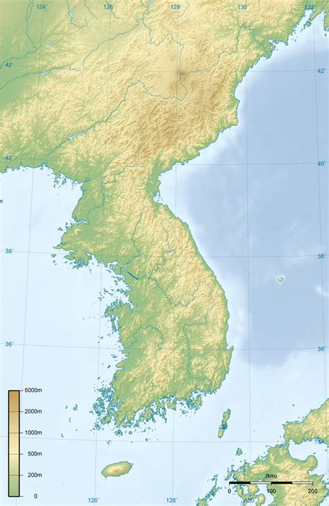 Detailed topographic map of Korean Peninsula | North Korea | Asia | Mapsland | Maps of the World