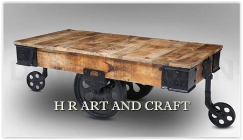 Industrial Mango Wood Coffee Table with Wheels at Rs 13500 | Cafe Furniture in Jodhpur | ID ...