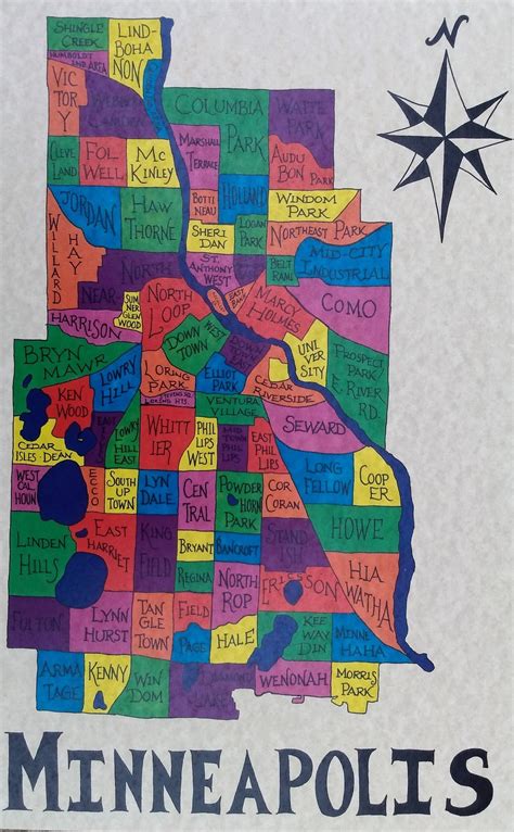 Minneapolis Neighborhoods Map 11x17 - Etsy