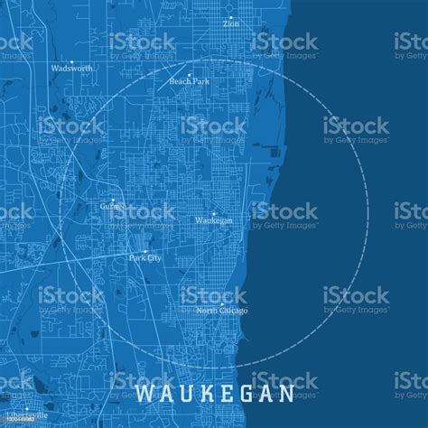 Waukegan Il City Vector Road Map Blue Text Stock Illustration - Download Image Now - Illinois ...