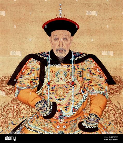 Portrait of the Qianlong Emperor in Court Robe, ink on paper, 1791. The ...