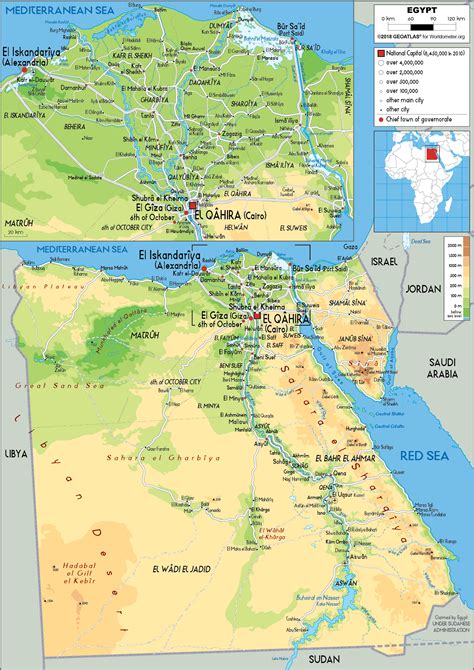 Egypt Map (Physical) - Worldometer