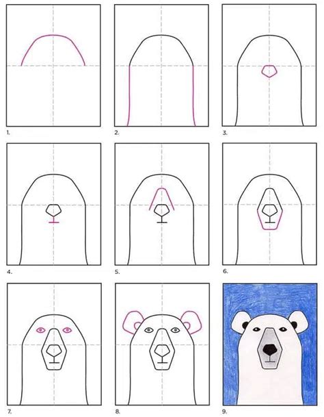 Easy How to Draw a Polar Bear Tutorial and Bear Coloring Page