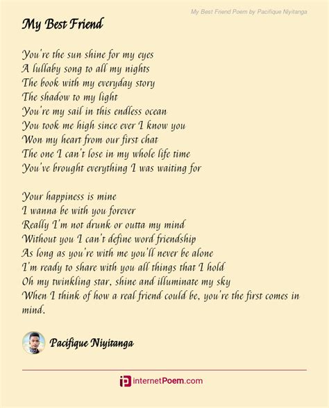 My Best Friend Poem by Niyitanga Pacifique