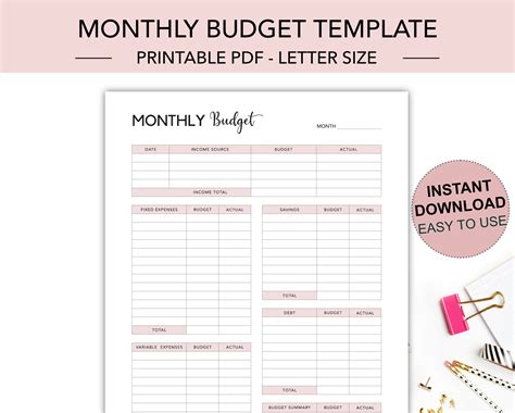 Printable Monthly Budget Planner Budget Template Finance Denmark ...