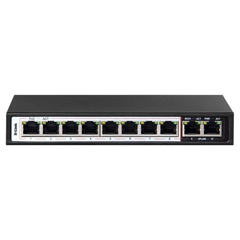 D-Link 10 Port PoE Switch (8 Long Reach PoE & 2 Uplink). PoE budget 96W - ISCS