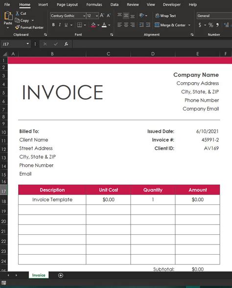 MS Excel Invoice Template Spreadsheet - Etsy