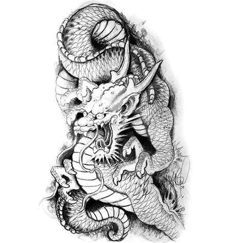 Black and Gray Japanese Dragon Tattoo Design