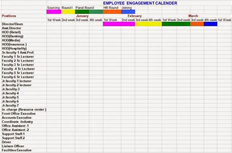 Employee Engagement Calendar Format