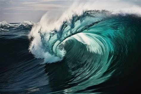 Premium AI Image | Extreme close up of thrashing emerald ocean waves