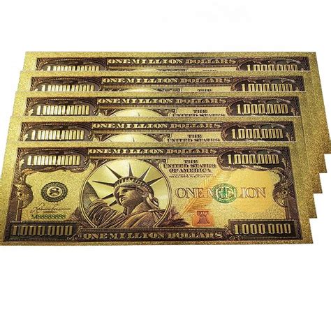 Buy one Million Dollar Bills, Colored Gold Plated Bill Collectible ...