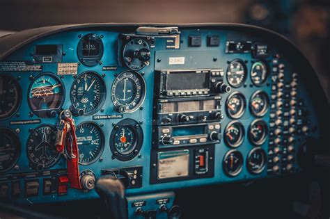 Vintage aircraft cockpit detail. Retro aviation, aircraft instruments | Stock image | Colourbox