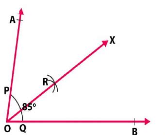 Construct angle AOB=85^o with the hepl of a protector. Draw a ray OX ...