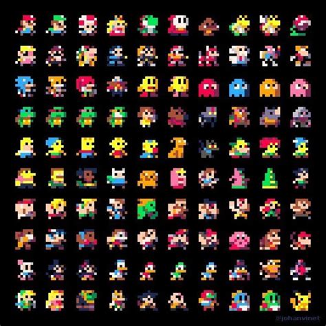 Classic characters as 8x8 sprites / Boing Boing | Arte pixel, Arte de 8 ...