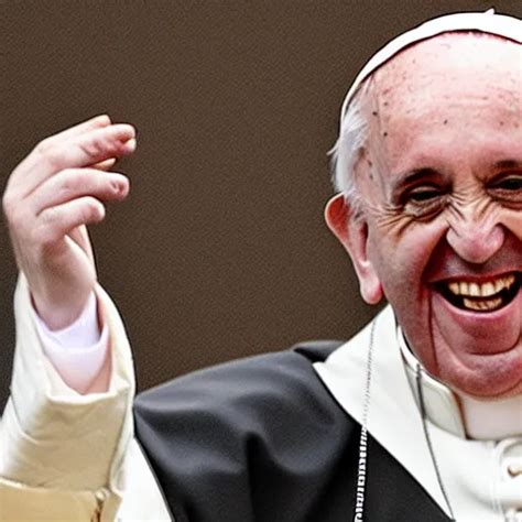 pope Francis laughing hysterically as he writes your | Stable Diffusion ...