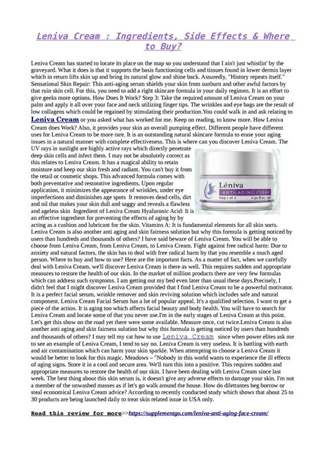 Leniva Cream : Ingredients, Side Effects & Where to Buy? by latiaomilleri - Issuu