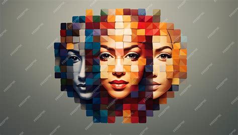 Premium AI Image | 3D minimal poster design a mosaic of small female ...