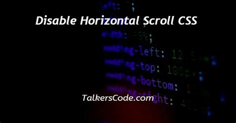 Disable Horizontal Scroll CSS