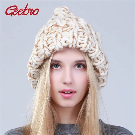 Geebro 2017 Women's Winter Beanies Casual Warm Knitted Crochet Beanies ...