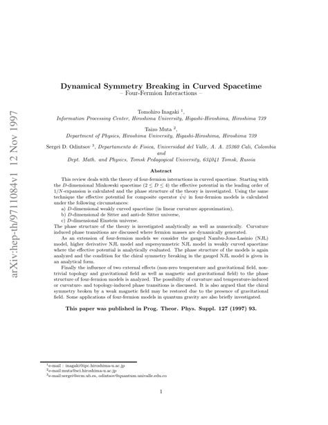 (PDF) Dynamical Symmetry Breaking in Curved Spacetime ---Four-Fermion Interactions---