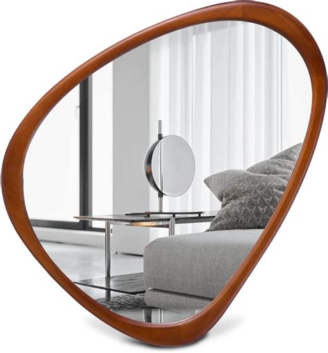 COOL2DAY Irregular Mirror,Asymmetrical Wood Wall Frame Mirror,Abstract ...