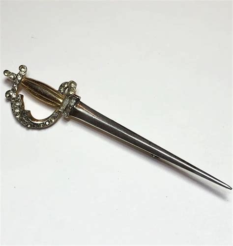 ESTATE SWORD DAGGER SABER SCIMITAR RHINESTONE BROOCH … - Gem