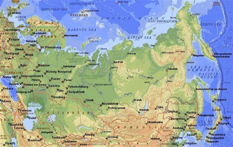 Russia physical features map - Physical features of Russia map (Eastern ...