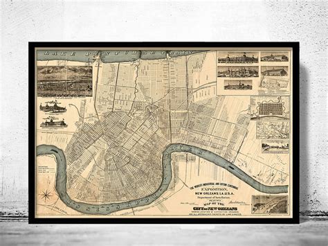 Old Map Of New Orleans 1884 Vintage Map Vintage Maps And Prints ...